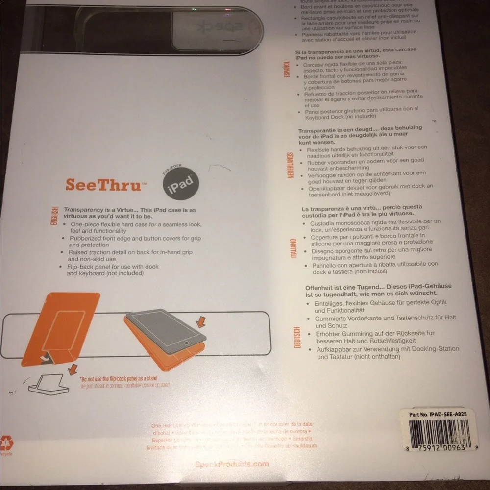 Speck See Thru Clear Flexible iPad Case
